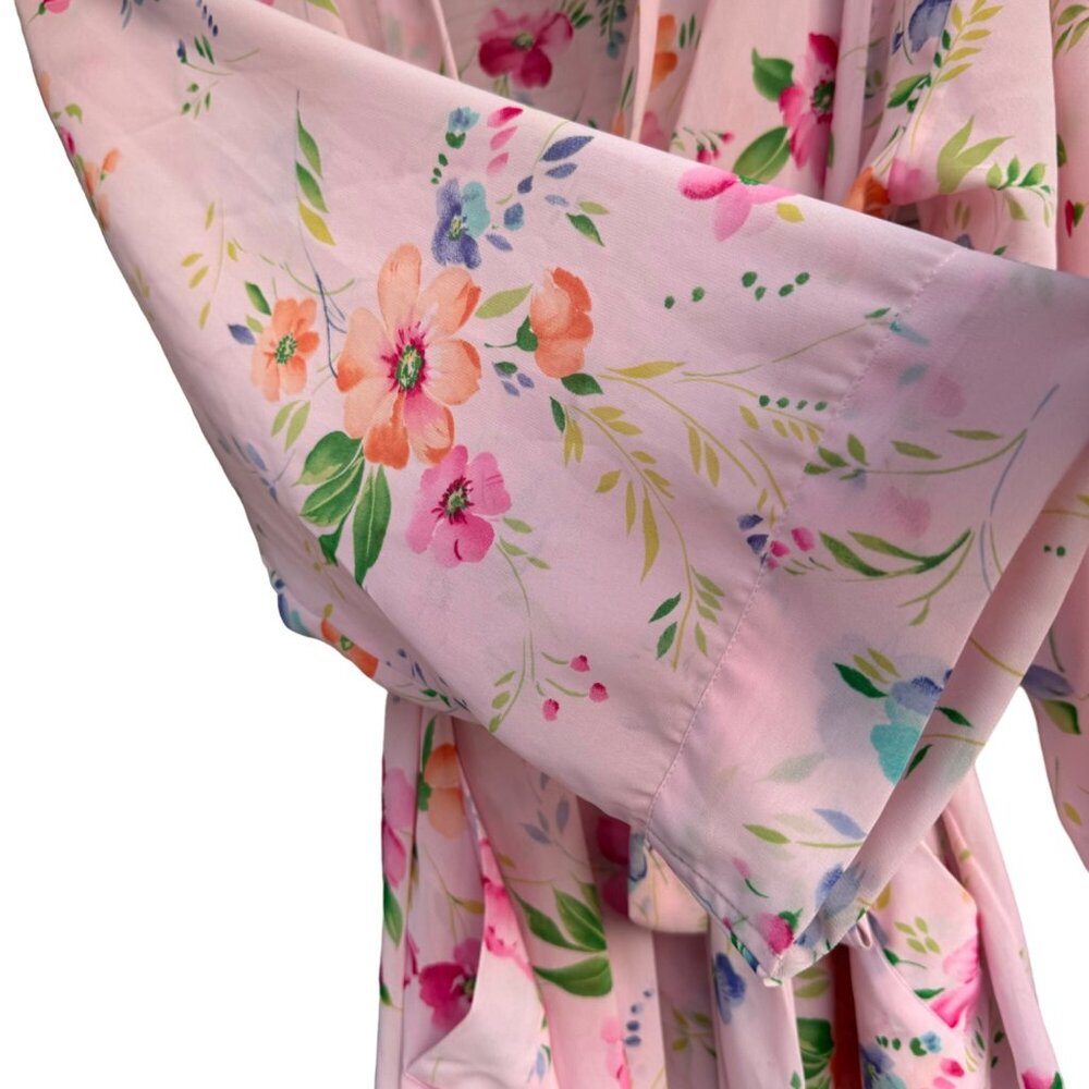 Victoria's Secret Kimono Sexy Robe Lingerie O/S  Pink Blue Floral Tie Loungewear - Picture 10 of 14